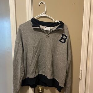 Butler Champion Gray and Black Quarter-Zip Sweatshirt